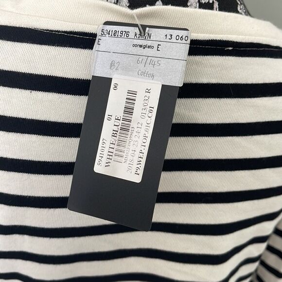 Weekend Max Mara Cotton white/black long-sleeve NEW - Picture 3 of 5